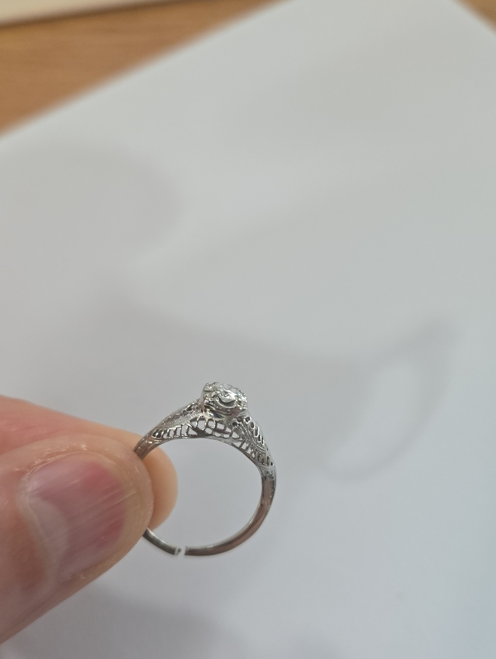 Solid 14k White Gold Natural Diamond Ring - Picture 2 of 2